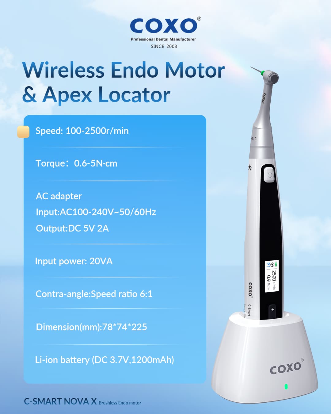 COXO C-SMART NOVA X — Motor Nội Nha Brushless