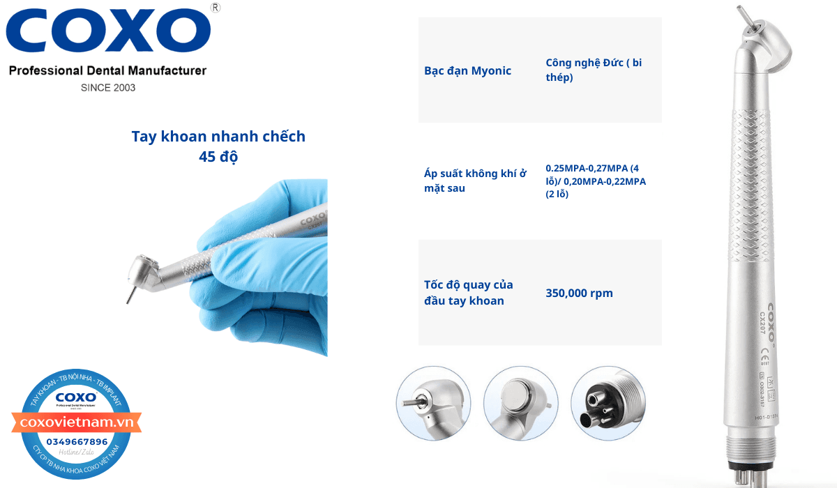 Tay khoan nhanh COXO chếch 45 độ không đèn